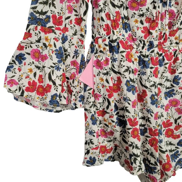 American Eagle Outfitters Size L Romper Floral Adjustable Neck Bell Sleeve Flowy - Picture 6 of 11